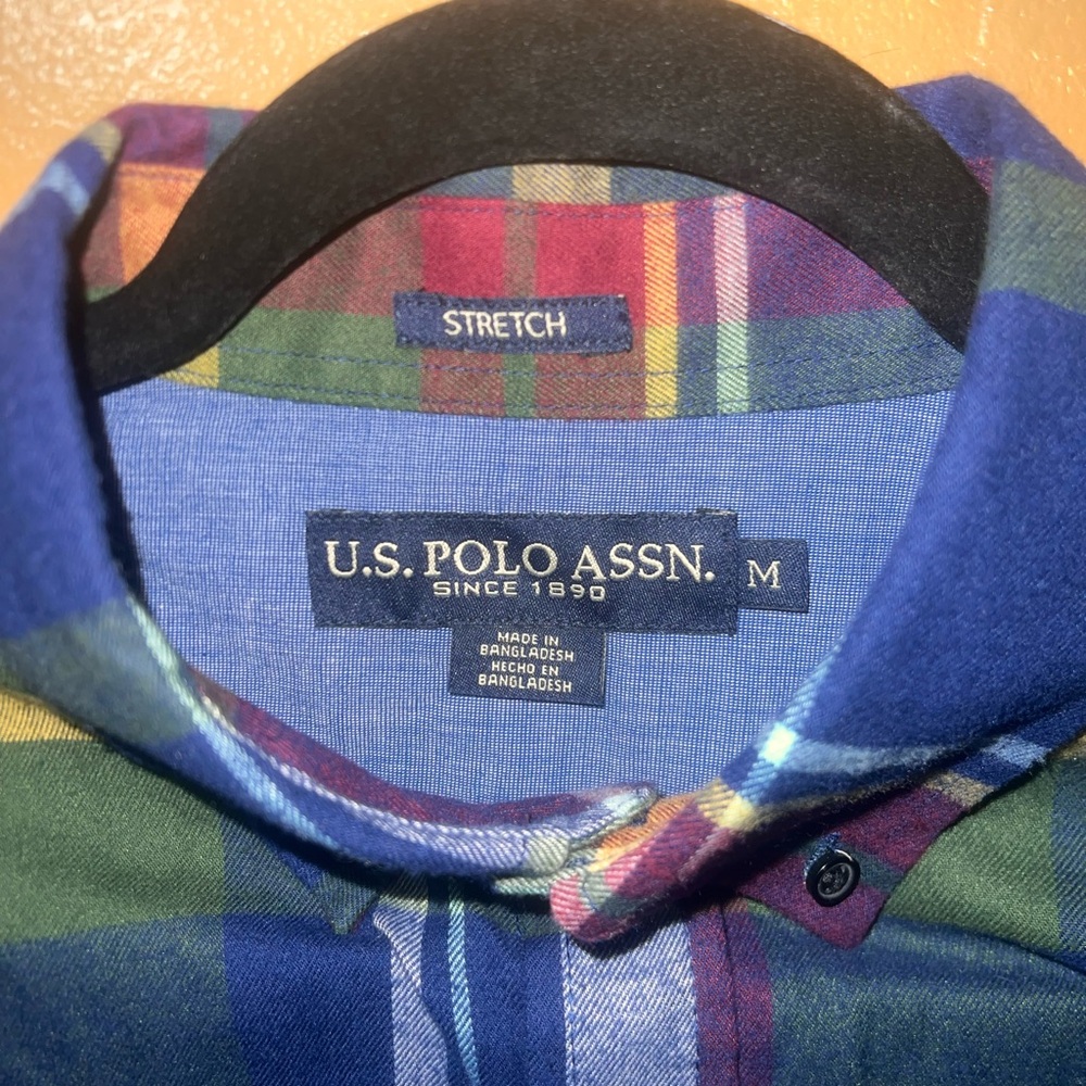 U.S. Polo Assn. Men's Blue and Green Plaid Shirt